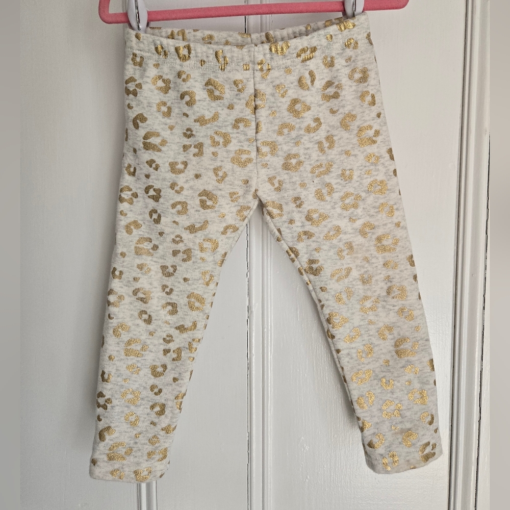 Kids Gold Leopard Print Leggings